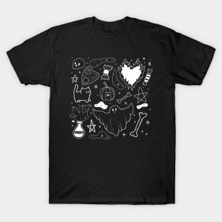 witchy ink pattern for halloween - white T-Shirt